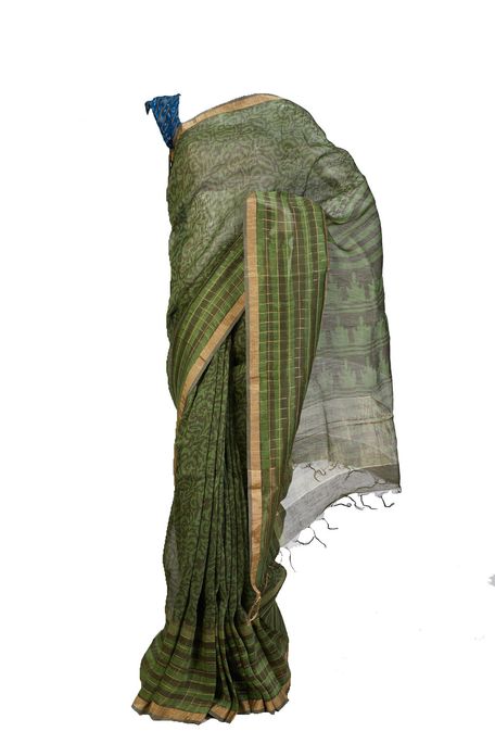 linen tussar pure silk saree with blouse