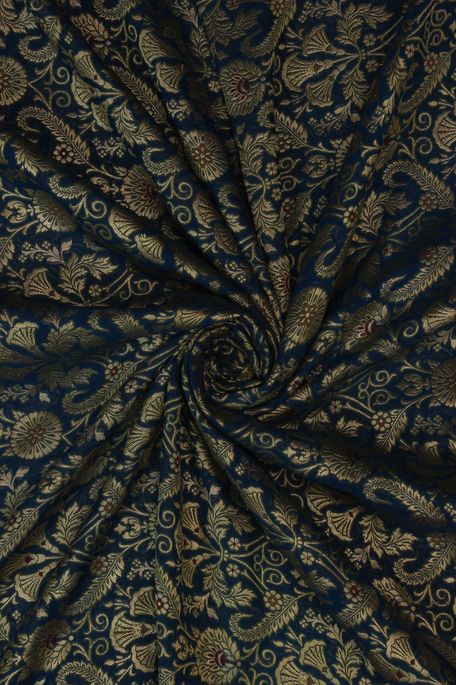 Kinkhab- georgette dark sapphire aqua blue fabric