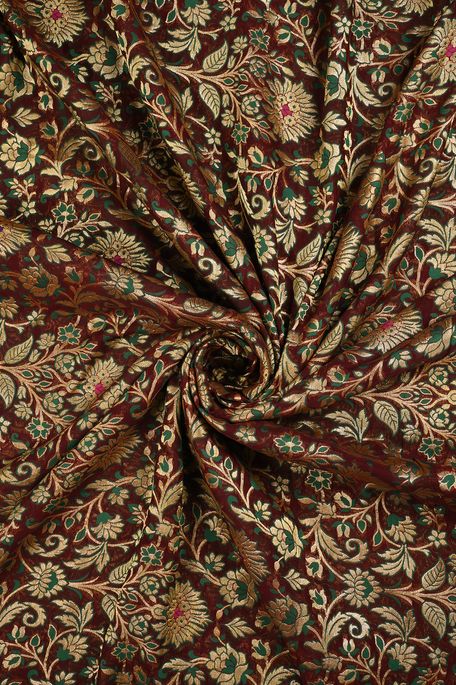 Kinkhab- georgette maroon fabric