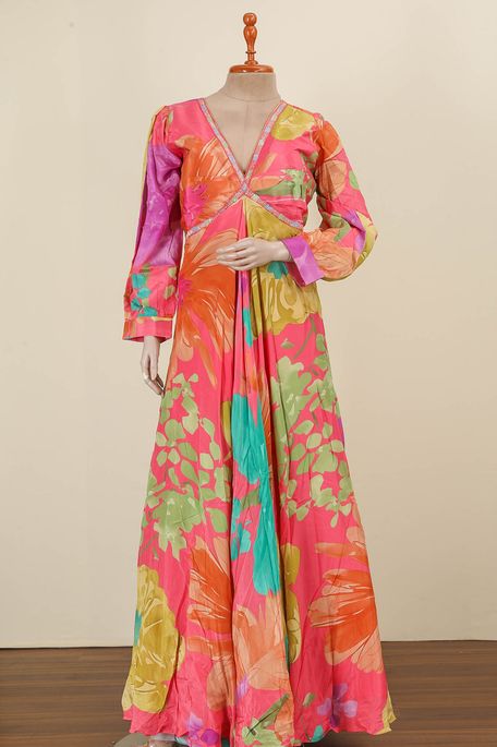 crepe fuschia pink cool mint sea green light persian sea green gown