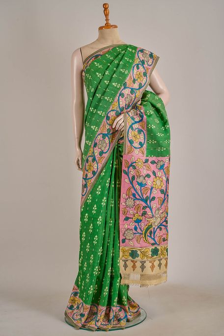 tussar cool mint sea green saree with blouse