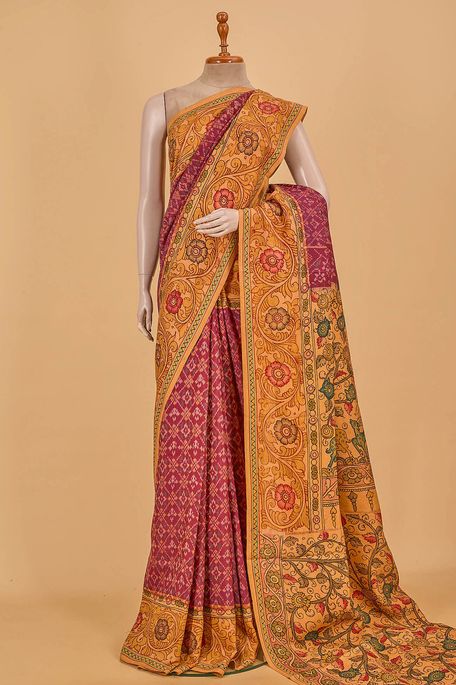 tussar dark burgundy maroon saree with blouse