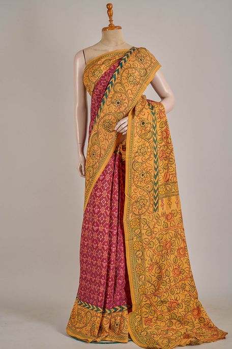 tussar dark burgundy maroon saree with blouse
