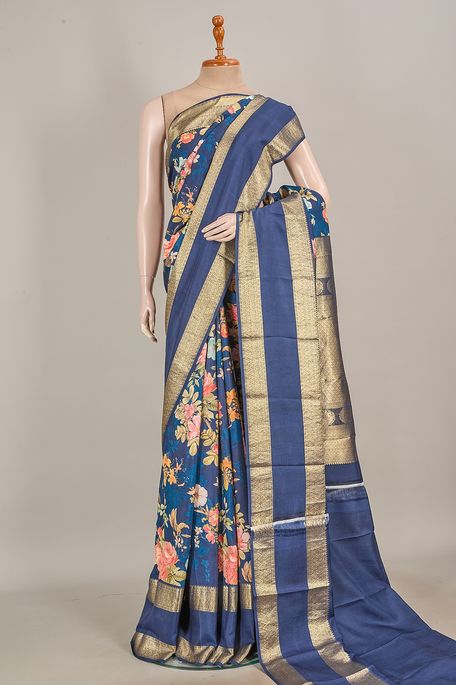 silk navy blue saree with blouse