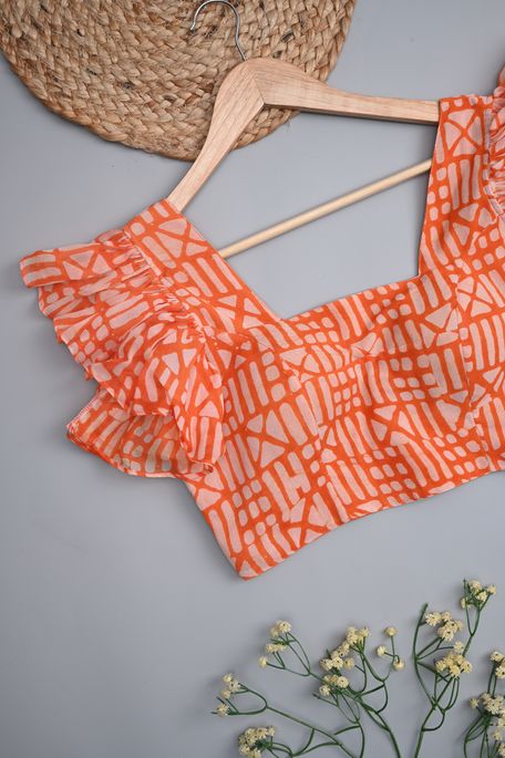 georgette saffron orange blouse ready to wear