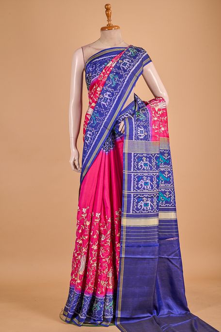 silk fuschia pink saree with blouse