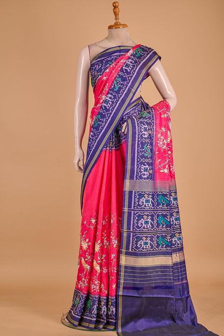 silk fuschia pink saree with blouse