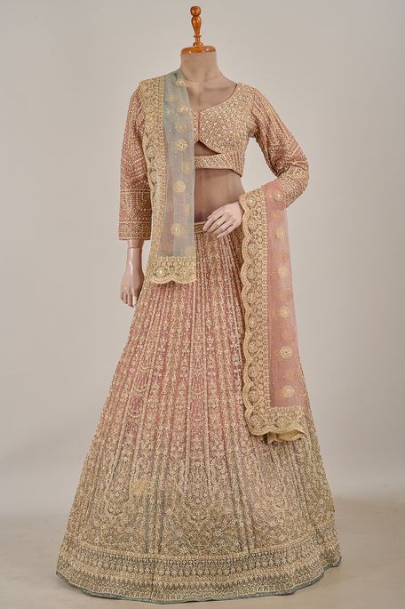 net / tule light teal blue light lavender pink ghagra choli ready to wear