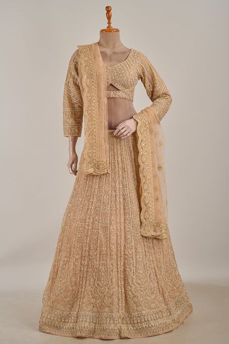 net / tule light salmon onion pink ghagra choli ready to wear