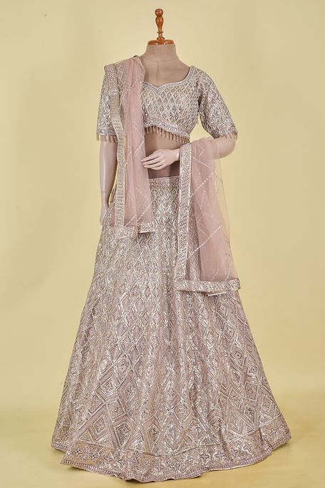 net / tule light malt brown ghagra choli ready to wear