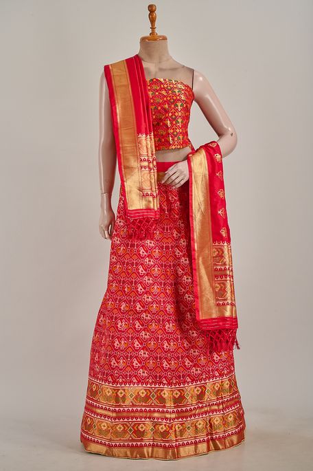 silk blood red ghagra choli custom sizing