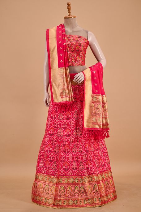 silk fuschia pink ghagra choli custom sizing