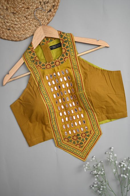 cotton mustard brown blouse ready to wear