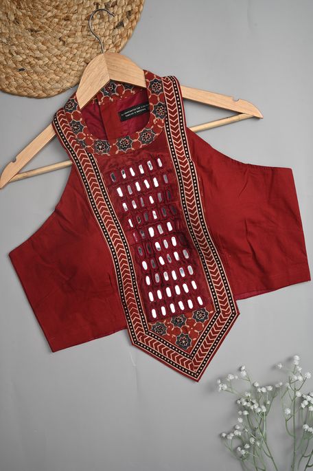 cotton dark red blouse ready to wear