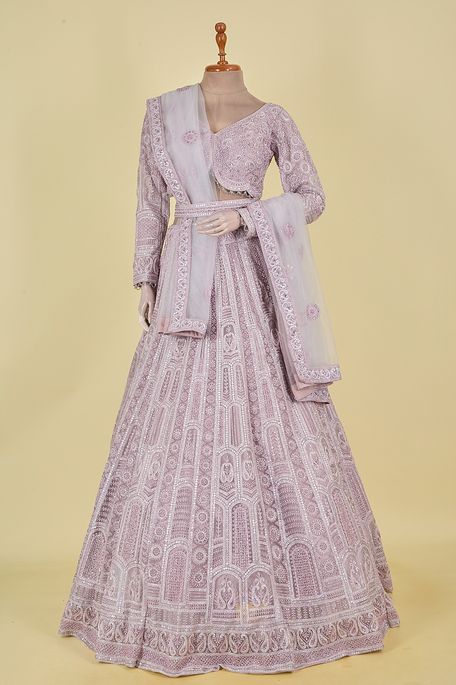 net / tule light burgundy grape ghagra choli ready to wear
