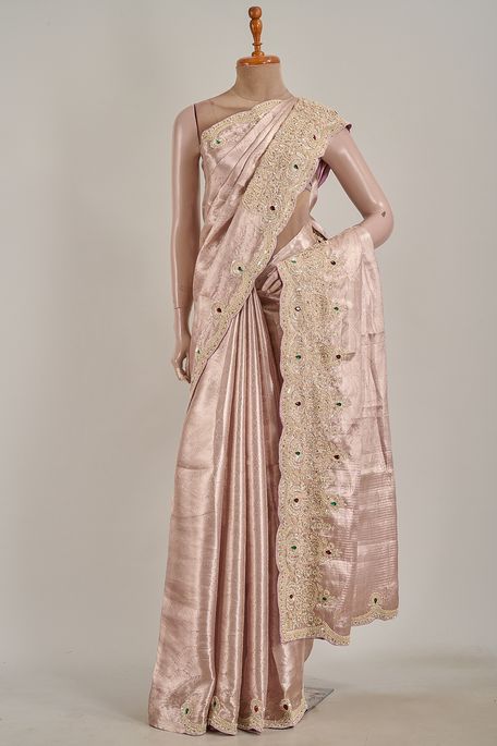 organza tissue light lavender purple saree with blouse