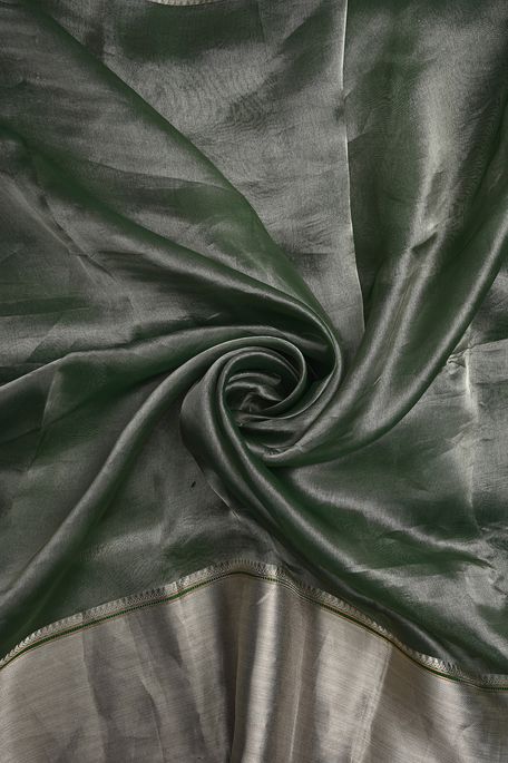 silk tissue fern green fabric