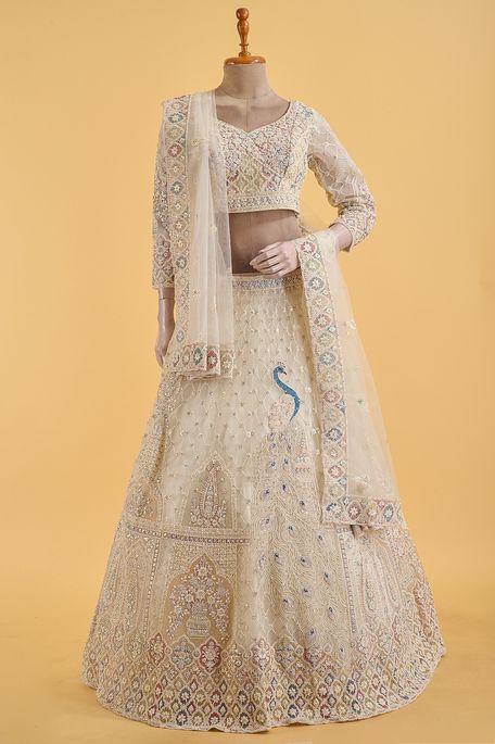 net / tule light beige ghagra choli ready to wear