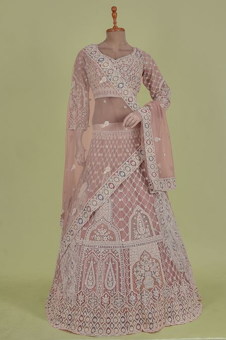 net / tule light burgundy mauve ghagra choli ready to wear