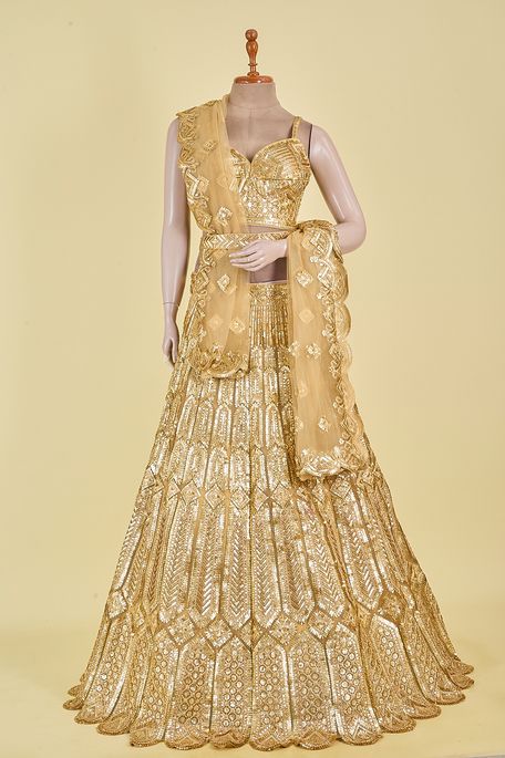 net / tule natural beige tussar ghagra choli ready to wear