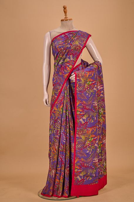 crepe dark burgundy mauve saree with blouse