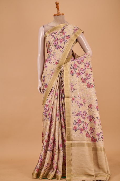 tussar dry olive green saree with blouse