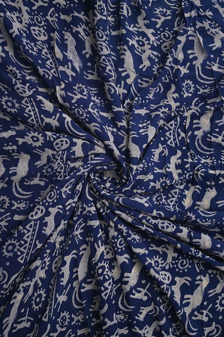 georgette dark pottery blue fabric