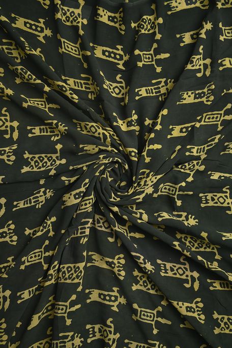 georgette military olive green fabric