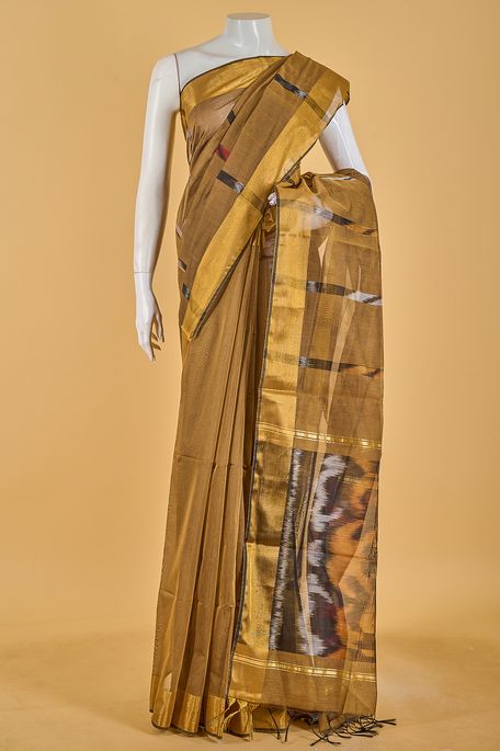 kora cotton dark ash grey saree with blouse