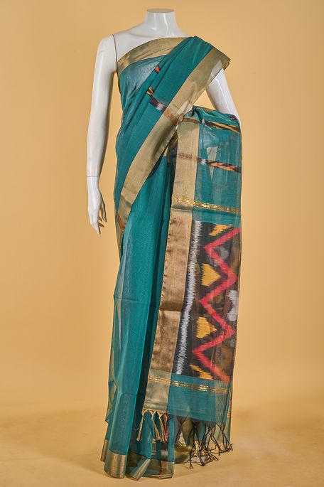 kora cotton german blue saree with blouse
