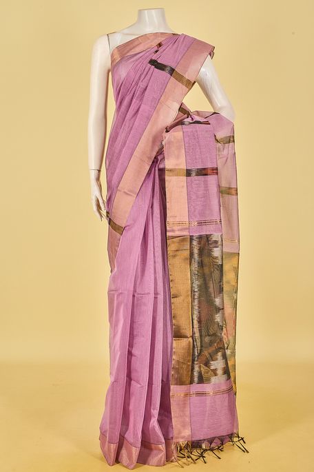 kora cotton light burgundy mauve saree with blouse