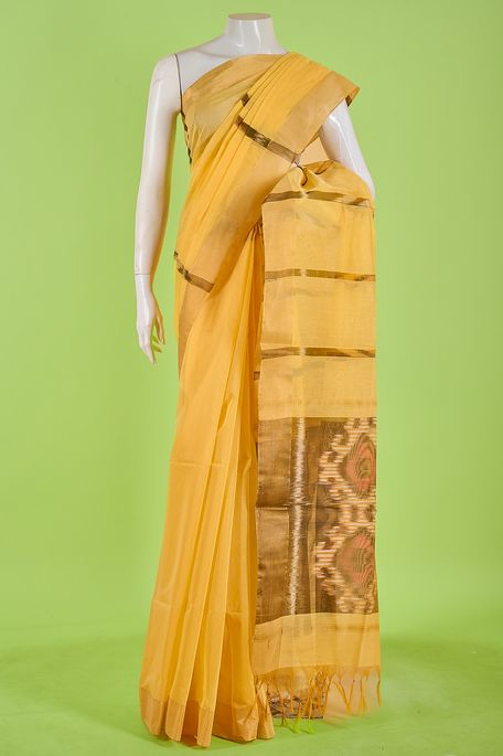 kora cotton dark cream saree with blouse