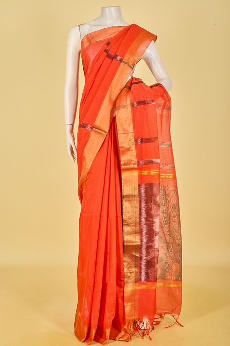 kora cotton peach saree with blouse