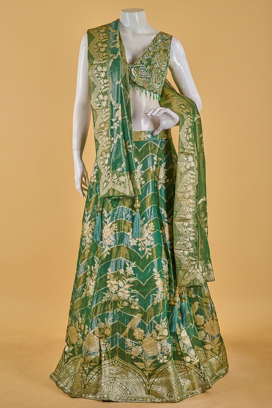 organza tissue bottle green ghagra choli ready to wear