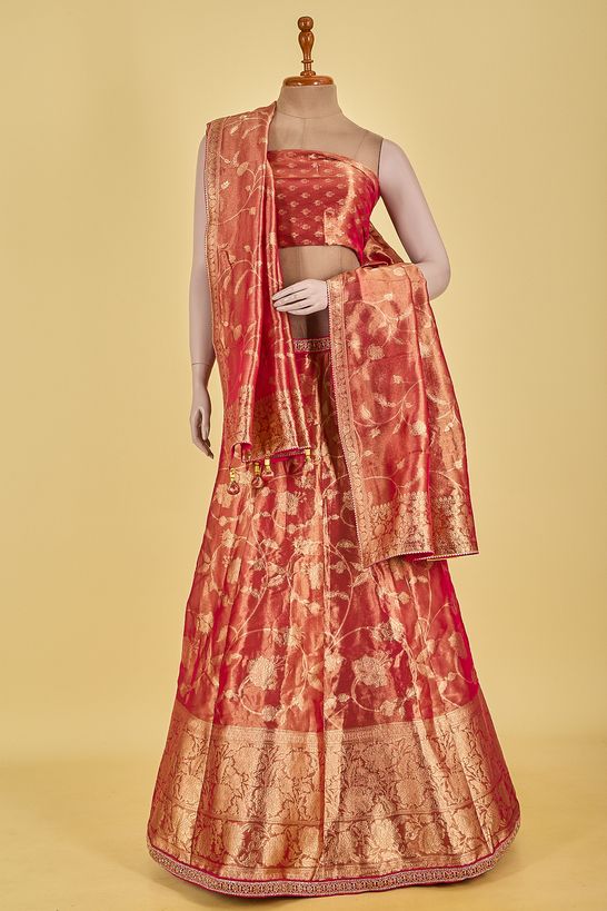 organza tissue fuschia pink ghagra choli custom sizing