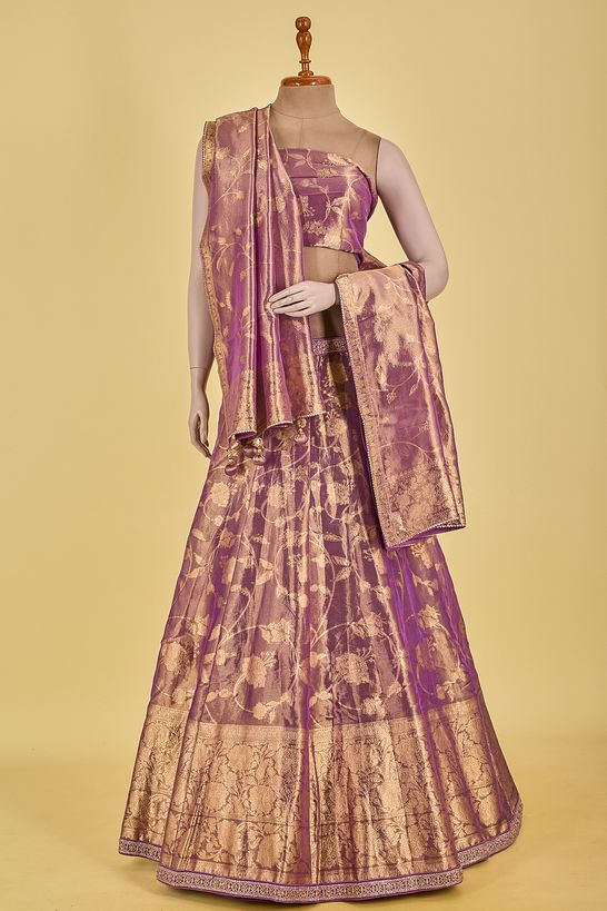 organza tissue dark lavender purple ghagra choli custom sizing