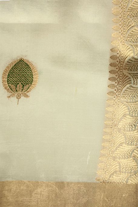 Banarasi khatan silk light beige saree with blouse