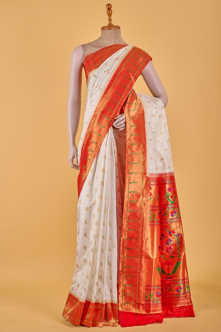 Paithani- silk light beige saree with blouse