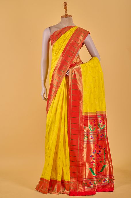 Paithani- silk mustard saree with blouse