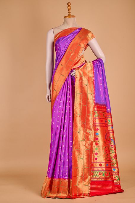 Paithani- silk purple violet saree with blouse