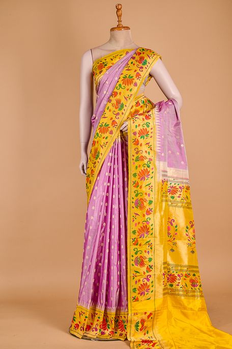 Paithani- silk light lavender purple saree with blouse