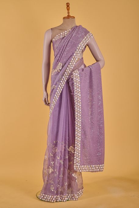 organza net / tule blush purple voilet saree with blouse