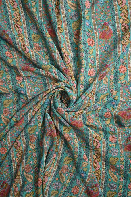 crepe jungle sea green fabric