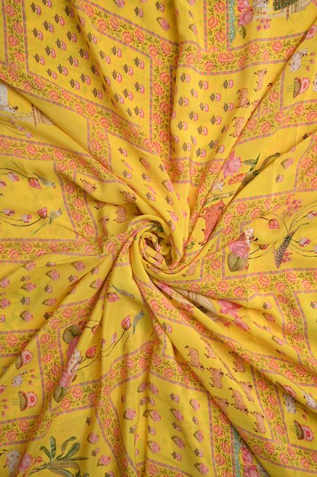 crepe light yellow fabric