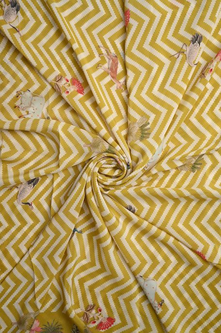 crepe light beige olive green fabric