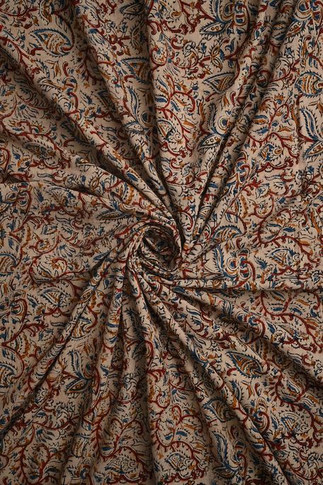 Kalamkari- cotton natural beige tussar fabric