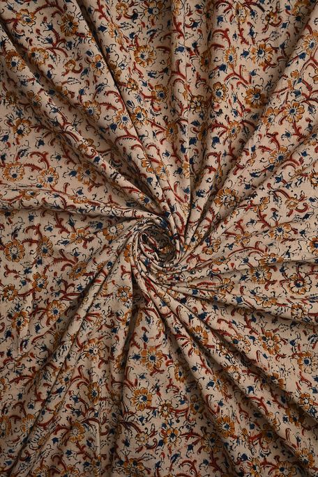 Kalamkari- cotton natural beige tussar fabric