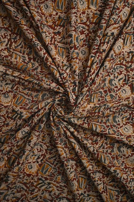 Kalamkari- cotton dark burgundy maroon fabric