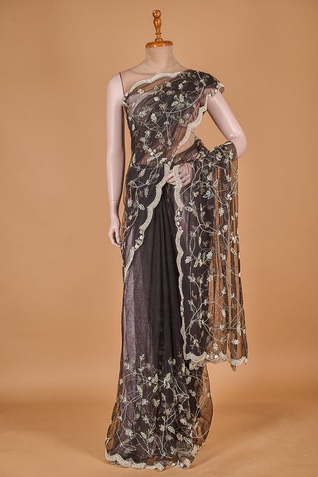 net / tule black saree with blouse