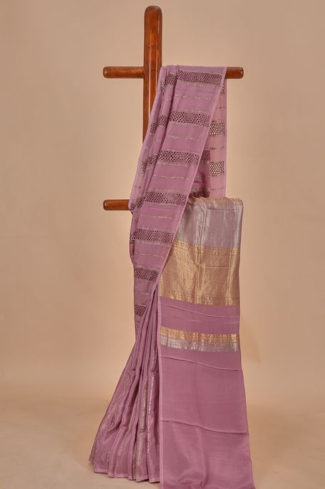 crepe light burgundy mauve saree with blouse